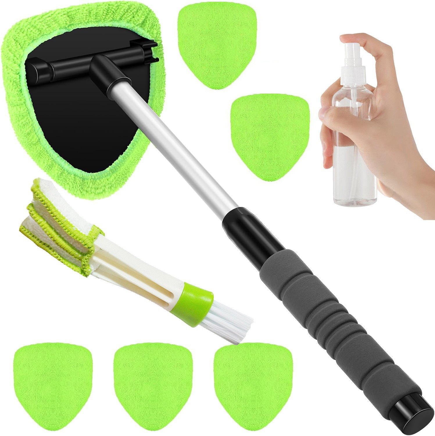 Interior Detailing Kit - Windshield Cleaning Tool, Extendable Handle Car